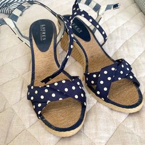 Ralph Lauren Navy/White Polka Dot Espadrilles